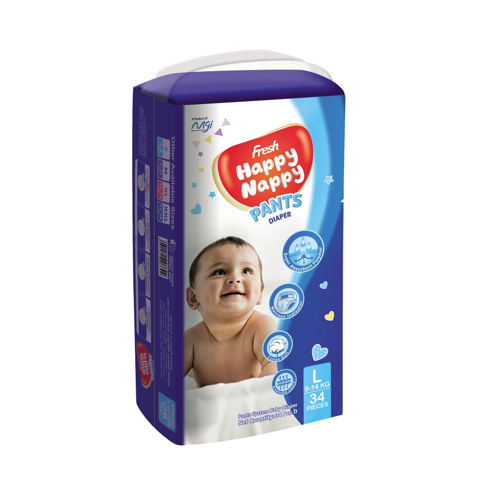 Fresh Happy Nappy Pant Diaper – Large (9–14 kg)